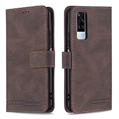 Coque Portefeuille Livre Cuir Etui Clapet B15F pour Vivo Y51A Marron