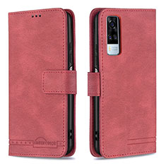 Coque Portefeuille Livre Cuir Etui Clapet B15F pour Vivo Y51A Rouge