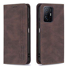 Coque Portefeuille Livre Cuir Etui Clapet B15F pour Xiaomi Mi 11T 5G Marron