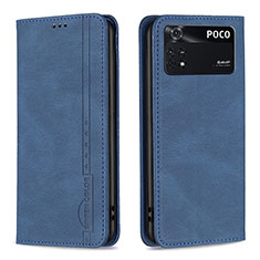 Coque Portefeuille Livre Cuir Etui Clapet B15F pour Xiaomi Poco M4 Pro 4G Bleu