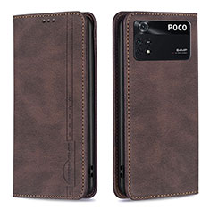 Coque Portefeuille Livre Cuir Etui Clapet B15F pour Xiaomi Poco M4 Pro 4G Marron