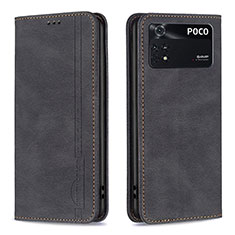 Coque Portefeuille Livre Cuir Etui Clapet B15F pour Xiaomi Poco M4 Pro 4G Noir