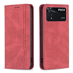 Coque Portefeuille Livre Cuir Etui Clapet B15F pour Xiaomi Poco M4 Pro 4G Rouge