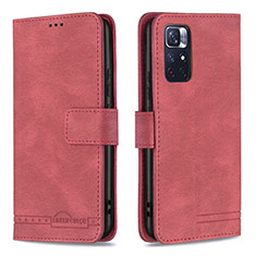 Coque Portefeuille Livre Cuir Etui Clapet B15F pour Xiaomi Poco M4 Pro 5G Rouge