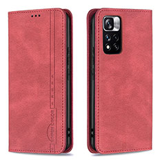 Coque Portefeuille Livre Cuir Etui Clapet B15F pour Xiaomi Poco X4 NFC Rouge