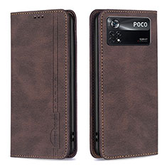 Coque Portefeuille Livre Cuir Etui Clapet B15F pour Xiaomi Poco X4 Pro 5G Marron