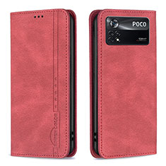 Coque Portefeuille Livre Cuir Etui Clapet B15F pour Xiaomi Poco X4 Pro 5G Rouge