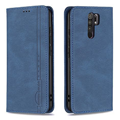 Coque Portefeuille Livre Cuir Etui Clapet B15F pour Xiaomi Redmi 9 Prime India Bleu