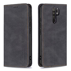 Coque Portefeuille Livre Cuir Etui Clapet B15F pour Xiaomi Redmi 9 Prime India Noir