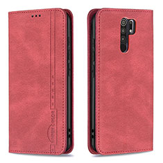 Coque Portefeuille Livre Cuir Etui Clapet B15F pour Xiaomi Redmi 9 Prime India Rouge