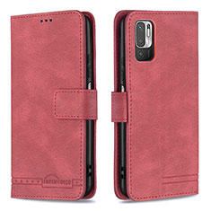 Coque Portefeuille Livre Cuir Etui Clapet B15F pour Xiaomi Redmi Note 10T 5G Rouge