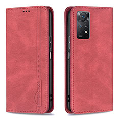 Coque Portefeuille Livre Cuir Etui Clapet B15F pour Xiaomi Redmi Note 11 Pro 4G Rouge