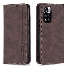 Coque Portefeuille Livre Cuir Etui Clapet B15F pour Xiaomi Redmi Note 11 Pro+ Plus 5G Marron