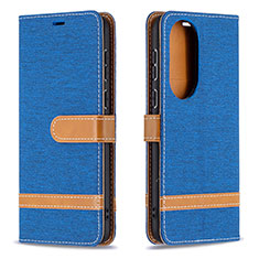 Coque Portefeuille Livre Cuir Etui Clapet B16F pour Huawei P50e Bleu Royal