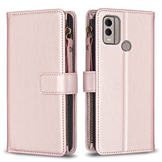 Coque Portefeuille Livre Cuir Etui Clapet B16F pour Nokia C22 Or Rose