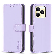 Coque Portefeuille Livre Cuir Etui Clapet B16F pour Realme C51 Violet Clair