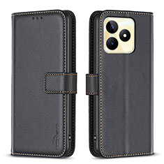 Coque Portefeuille Livre Cuir Etui Clapet B16F pour Realme C53 India Noir