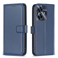 Coque Portefeuille Livre Cuir Etui Clapet B16F pour Realme C55 Bleu