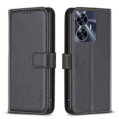 Coque Portefeuille Livre Cuir Etui Clapet B16F pour Realme C55 Noir