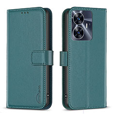 Coque Portefeuille Livre Cuir Etui Clapet B16F pour Realme C55 Vert