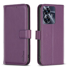 Coque Portefeuille Livre Cuir Etui Clapet B16F pour Realme C55 Violet