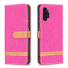 Coque Portefeuille Livre Cuir Etui Clapet B16F pour Samsung Galaxy A13 4G Rose Rouge