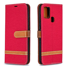 Coque Portefeuille Livre Cuir Etui Clapet B16F pour Samsung Galaxy A21s Rouge