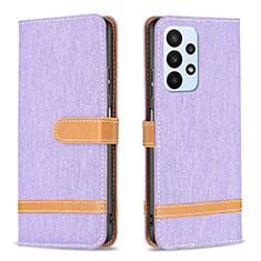 Coque Portefeuille Livre Cuir Etui Clapet B16F pour Samsung Galaxy A23 4G Violet Clair