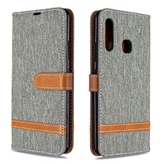 Coque Portefeuille Livre Cuir Etui Clapet B16F pour Samsung Galaxy A70E Gris