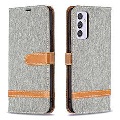 Coque Portefeuille Livre Cuir Etui Clapet B16F pour Samsung Galaxy A82 5G Gris