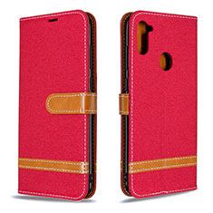 Coque Portefeuille Livre Cuir Etui Clapet B16F pour Samsung Galaxy M11 Rouge