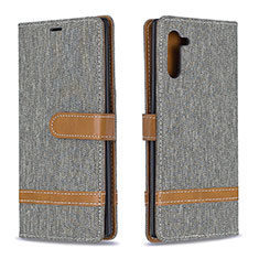 Coque Portefeuille Livre Cuir Etui Clapet B16F pour Samsung Galaxy Note 10 5G Gris