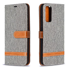 Coque Portefeuille Livre Cuir Etui Clapet B16F pour Samsung Galaxy S20 FE 4G Gris