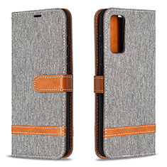 Coque Portefeuille Livre Cuir Etui Clapet B16F pour Samsung Galaxy S20 FE 5G Gris