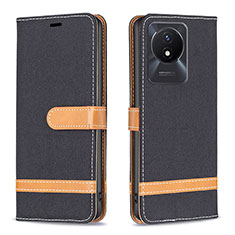 Coque Portefeuille Livre Cuir Etui Clapet B16F pour Vivo Y02 Noir