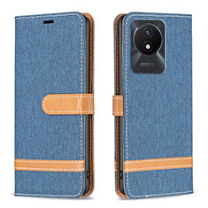 Coque Portefeuille Livre Cuir Etui Clapet B16F pour Vivo Y02A Bleu