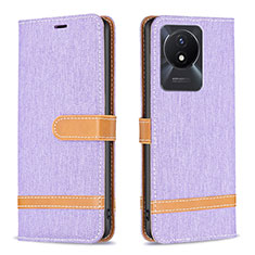 Coque Portefeuille Livre Cuir Etui Clapet B16F pour Vivo Y02t Violet Clair