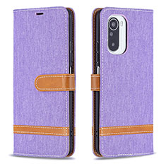 Coque Portefeuille Livre Cuir Etui Clapet B16F pour Xiaomi Poco F3 5G Violet Clair