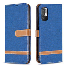 Coque Portefeuille Livre Cuir Etui Clapet B16F pour Xiaomi POCO M3 Pro 5G Bleu