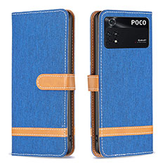 Coque Portefeuille Livre Cuir Etui Clapet B16F pour Xiaomi Poco M4 Pro 4G Bleu