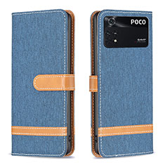 Coque Portefeuille Livre Cuir Etui Clapet B16F pour Xiaomi Poco M4 Pro 4G Bleu Royal