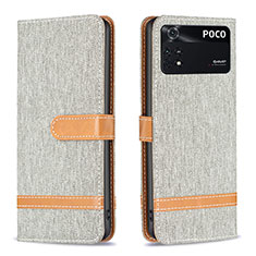 Coque Portefeuille Livre Cuir Etui Clapet B16F pour Xiaomi Poco M4 Pro 4G Gris