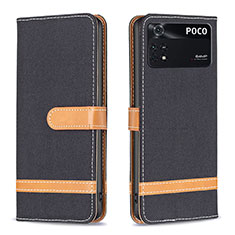 Coque Portefeuille Livre Cuir Etui Clapet B16F pour Xiaomi Poco M4 Pro 4G Noir