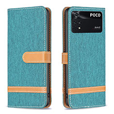 Coque Portefeuille Livre Cuir Etui Clapet B16F pour Xiaomi Poco M4 Pro 4G Vert