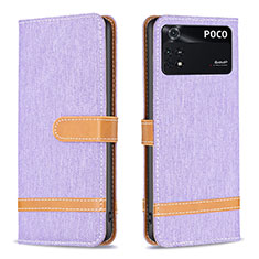 Coque Portefeuille Livre Cuir Etui Clapet B16F pour Xiaomi Poco M4 Pro 4G Violet Clair