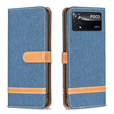 Coque Portefeuille Livre Cuir Etui Clapet B16F pour Xiaomi Poco X4 Pro 5G Bleu Royal