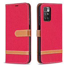 Coque Portefeuille Livre Cuir Etui Clapet B16F pour Xiaomi Redmi 10 (2022) Rouge