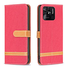 Coque Portefeuille Livre Cuir Etui Clapet B16F pour Xiaomi Redmi 10C 4G Rouge