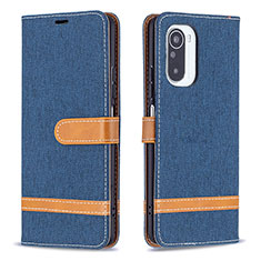 Coque Portefeuille Livre Cuir Etui Clapet B16F pour Xiaomi Redmi K40 5G Bleu Royal