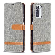 Coque Portefeuille Livre Cuir Etui Clapet B16F pour Xiaomi Redmi K40 5G Gris